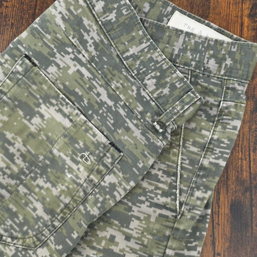 rag & bone Men's Digital Camo Flat Front Shorts in Green & Gray